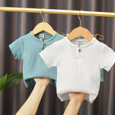 Children T-Shirts Kids Boys Girls Linen Pleated Clothes-Veeddydropshipping